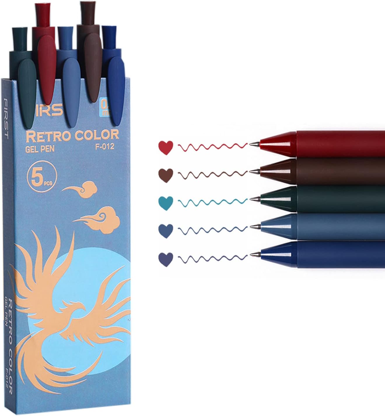 5 bolígrafos de tinta de gel retráctiles de colores surtidos, punta fina de 0.020 in, bolígrafos de tinta de secado rápido, bolígrafo de color único