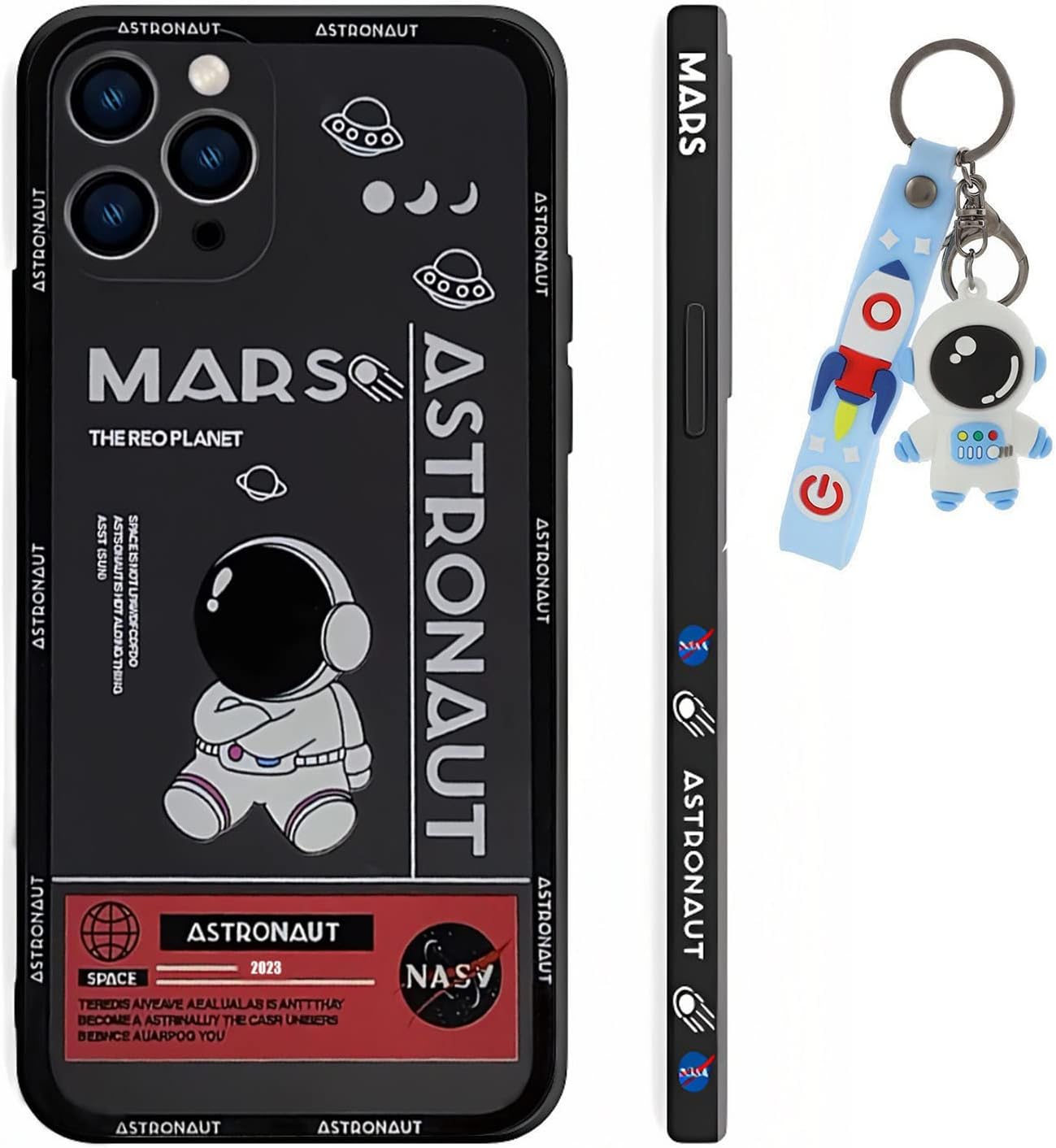 Funda con diseño espacial de astronauta para iPhone 14 (viene con colgante), bonita funda de teléfono de anime de dibujos animados para iPhone