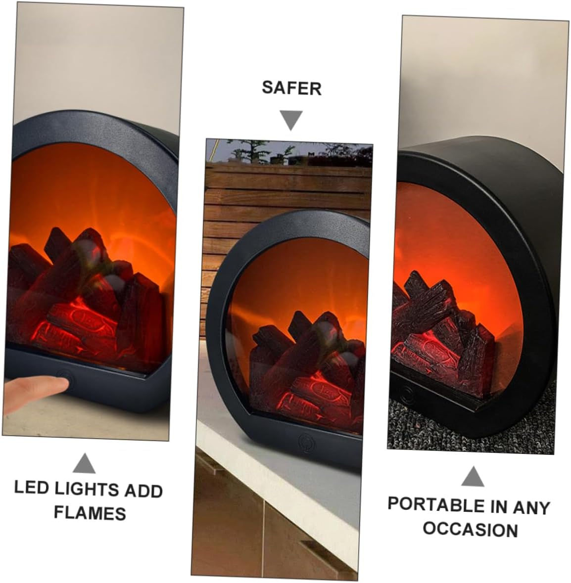 Angoily Lámpara de viento de chimenea simulada Luz de escritorio Lámpara de llama artificial Luz nocturna cálida Chimenea de imitación LED