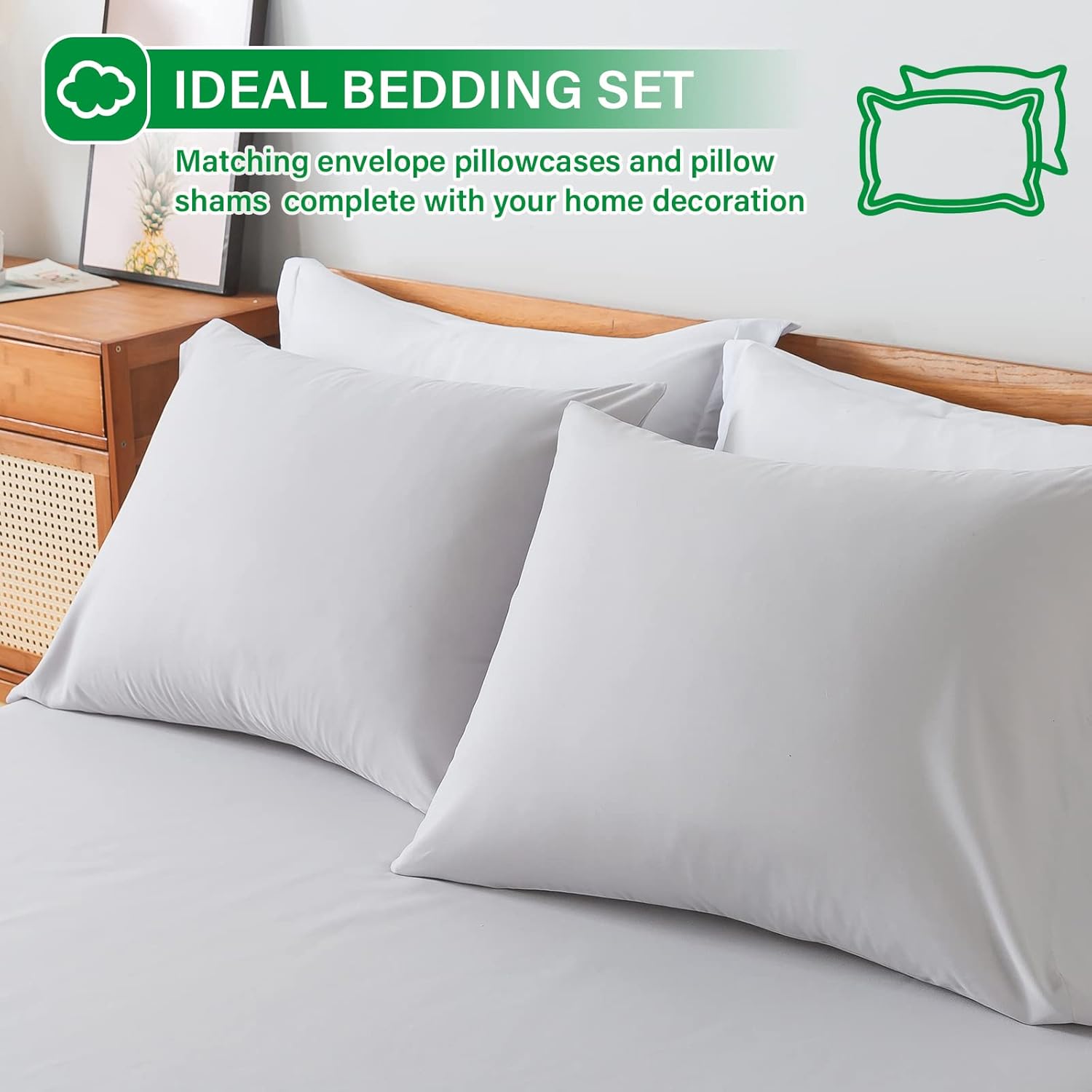 Cosybay Bed in a Bag – Juego de edredón reversible de 7 piezas para todas las estaciones, color blanco y gris claro con edredón, fundas de almohada,
