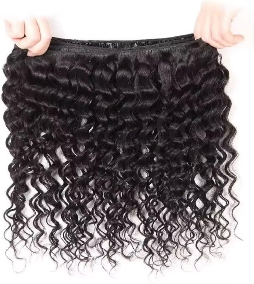 Paquetes de cabello humano virgen brasileño con cierre de ondas profundas, 100% sin procesar, 12A, extensiones de cabello humano húmedo y tejido con