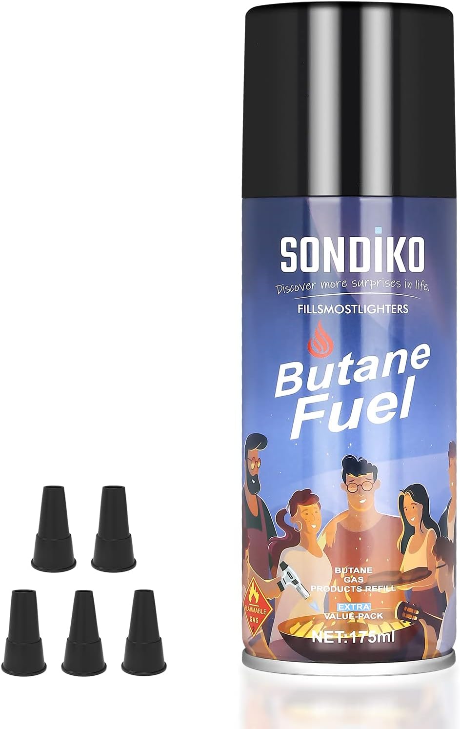 Sondiko Recambio de butano, 5.9 fl oz, repuesto de combustible de butano, recipiente de repuesto de líquido más ligero, repuesto de butano para