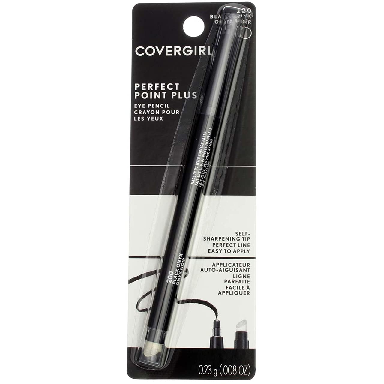 CoverGirl Perfect Point Plus Black Onyx 200 Lápiz delineador de ojos, 2 por estuche.