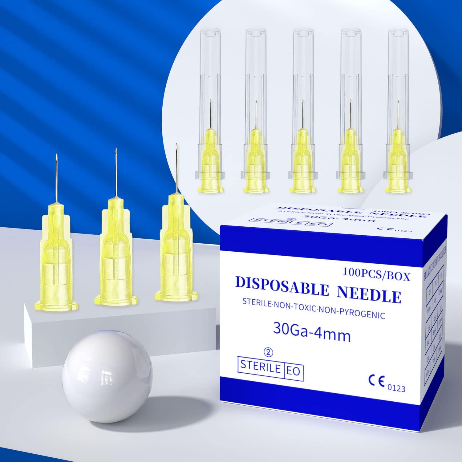 Aguja desechable Luer Lock 30Ga 0.157 in 100Pack (30Ga-0.157 in)