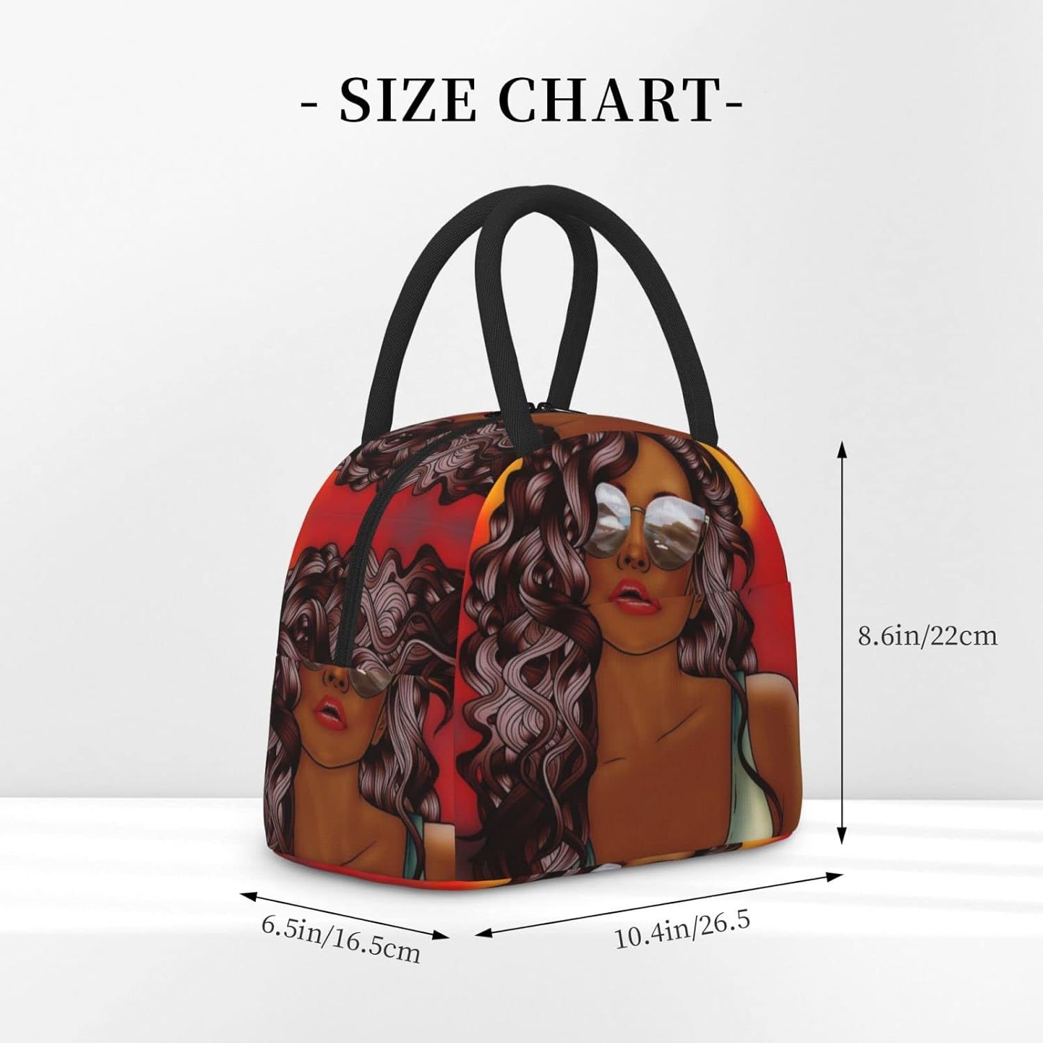 Fiokroo Bolsa de almuerzo aislada con aislamiento para niñas afroamericanas, reutilizable, impermeable, bolsa de almuerzo para escuela, trabajo,