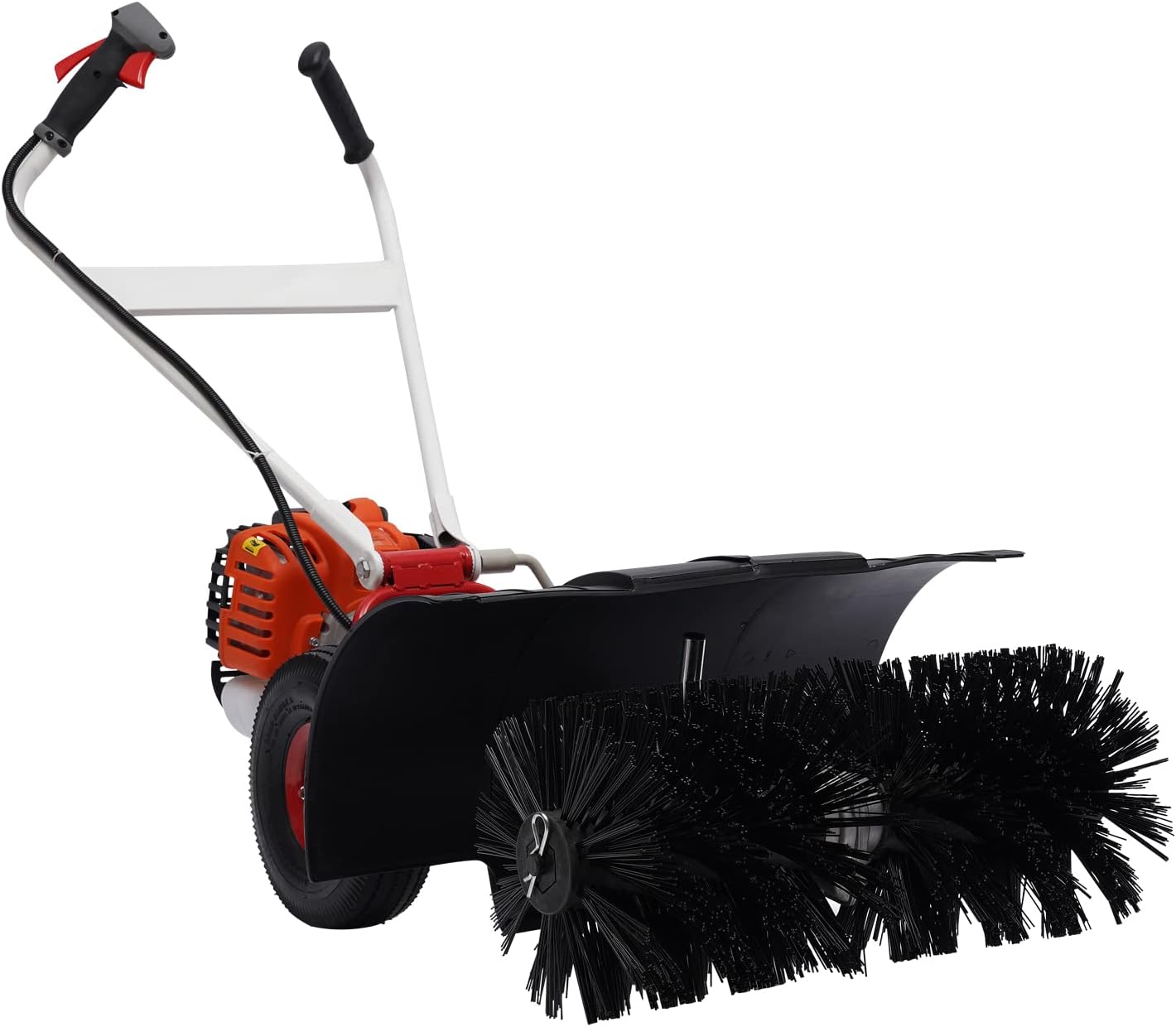 Escoba eléctrica de gas 52 CC 2.5 HP, escoba de barrido para caminar detrás de la mano, barredora de empuje para césped, hojas, nieve, césped