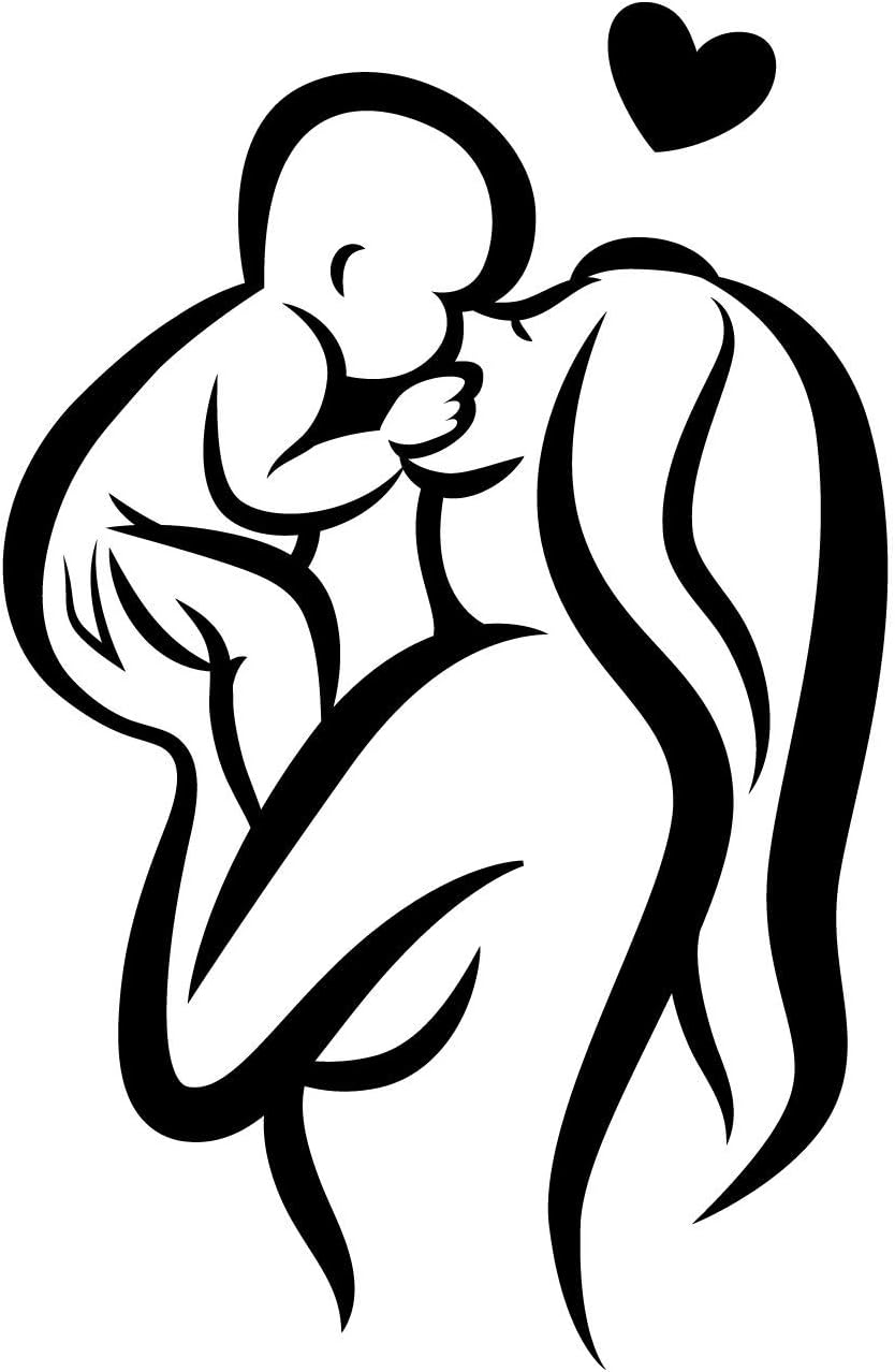 Calcomanía de vinilo para pared, silueta de mamá y bebé, 34 x 22 pulgadas, elegante y moderna forma de cuerpo femenino, hogar, trabajo, dormitorio,
