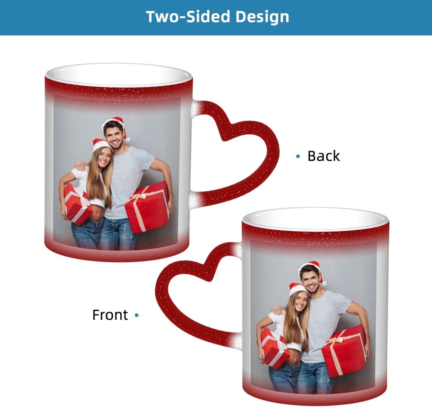 Taza mágica personalizada, taza de café con foto personalizada que cambia de color, con mango en forma de corazón, taza de cerámica, regalo para