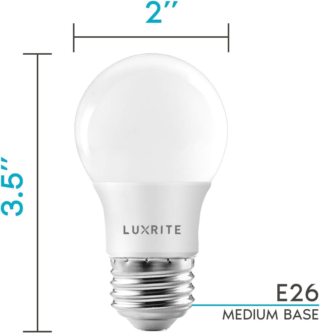 LUXRITE Bombilla LED A15 equivalente a 40 W, 7 W, 3000 K (blanco suave), 600 lúmenes, clasificación de accesorio cerrado, bombillas regulables para