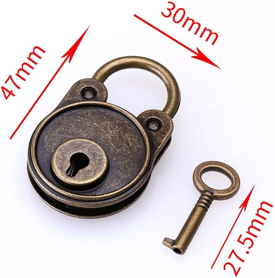 Mini candado de latón antiguo y llave para sala de escape, cerradura de fiesta, cuello de bloqueo privado en el pecho, cerradura decorativa, caja de