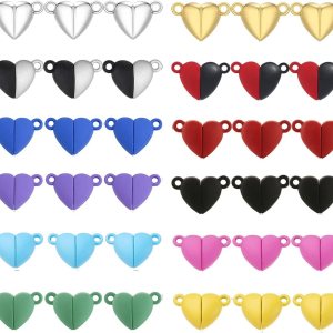 Cierres magnéticos para hacer joyas, 36 pares de cierres multicolores en forma de corazón conectados para hacer pulseras, collares, joyas, imán Cierres magnéticos para hacer joyas, 36 pares de cierres multicolores en forma de corazón conectados para hacer pulseras, collares, joyas, imán