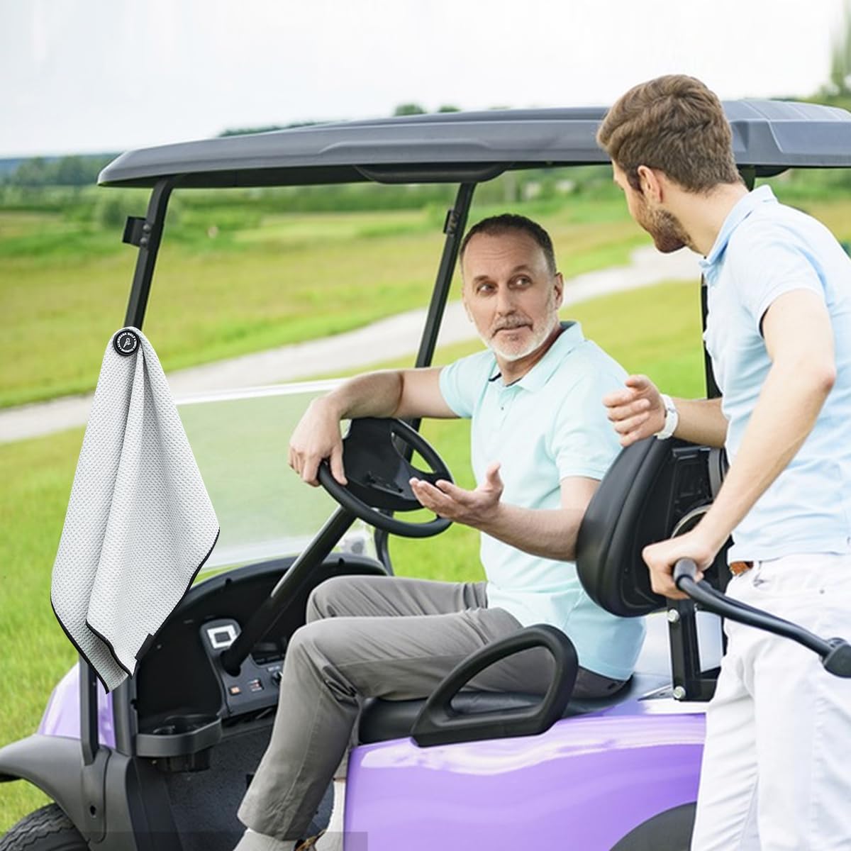 Aliennana Toalla de golf magnética, diseño de gofre de microfibra con clip, imán de fuerza industrial para un fuerte agarre a bolsas de golf,