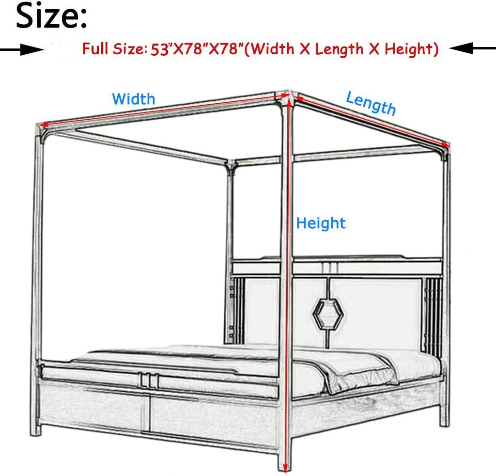Obokidly Cortina de cama de princesa de 4 postes de cuatro esquinas de color liso, elegante toldo de red para niñas, niños, adolescentes, niñas,