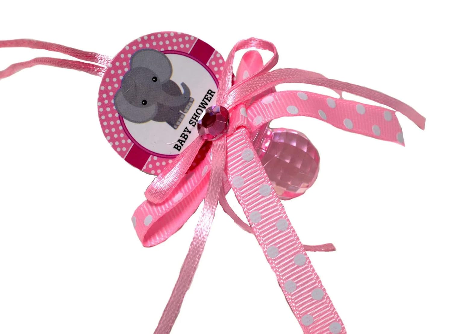 RBN 12 collares de chupete de elefante, juegos de baby shower, premios para niñas y niños (rosa), 1 unidad (paquete de 12)
