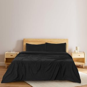 BLC – Sábanas negras de microfibra cepillada, ropa de cama egipcia tamaño King, sábana de enfriamiento extra suave, colchón profundo de hasta 15 BLC – Sábanas negras de microfibra cepillada, ropa de cama egipcia tamaño King, sábana de enfriamiento extra suave, colchón profundo de hasta 15