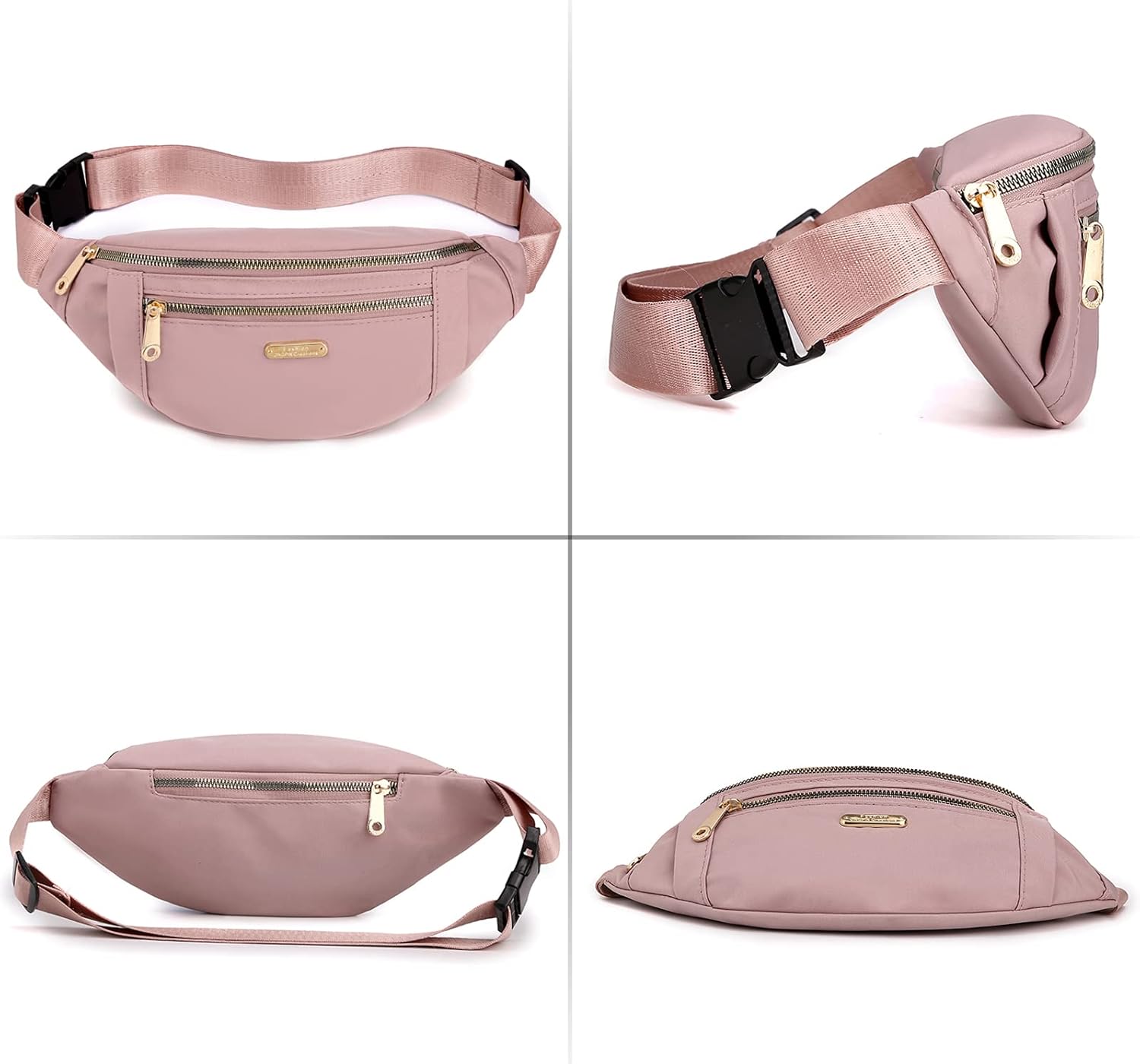 Riñonera de 2 piezas, bolsa cruzada para mujeres y hombres, impermeable, para correr, senderismo, viajes, Negro –