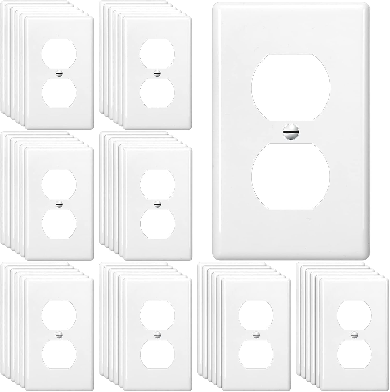 Hoteam Juego de 50 placas de pared dúplex, cubierta de toma de corriente eléctrica de 4.50 x 2.76 pulgadas, tamaño estándar para el hogar, 2 bandas,