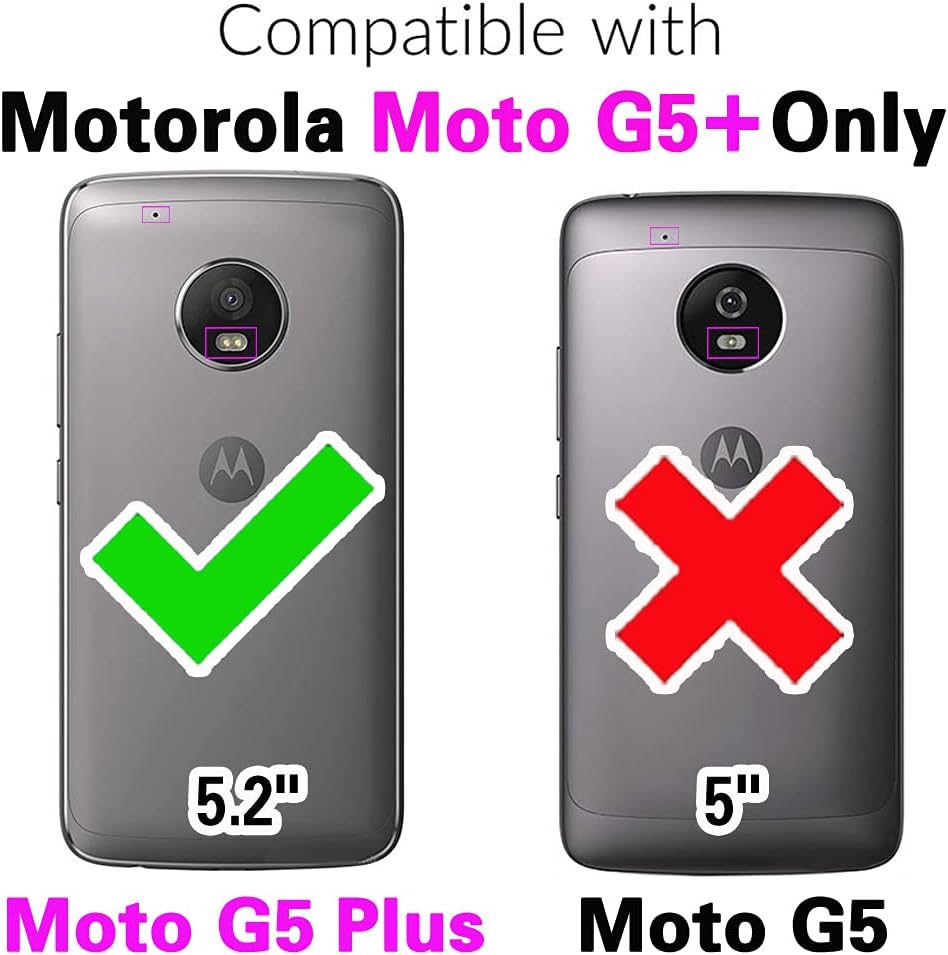 Asuwish Funda de teléfono para Moto G5 Plus Funda tipo cartera y protector de pantalla con cremallera para tarjetero, soporte de cuero para celda,