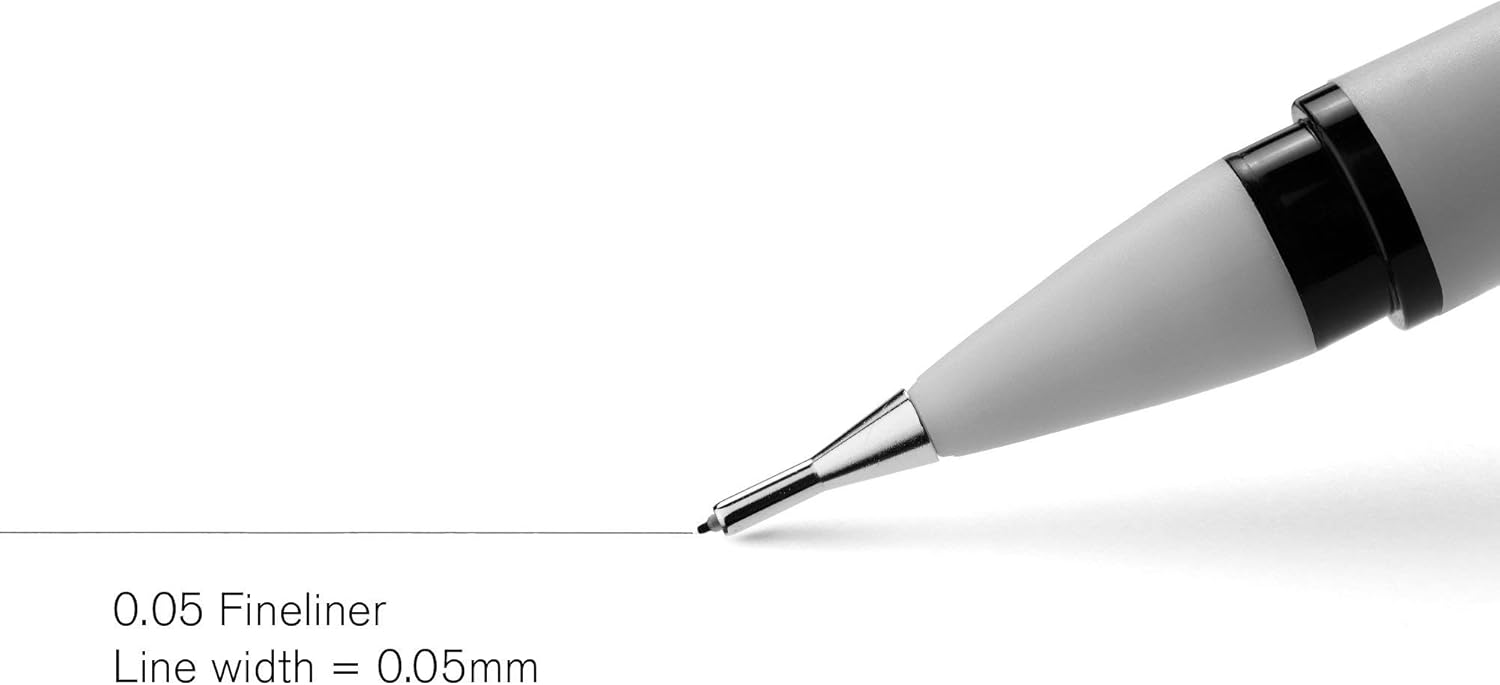 Winsor & Newton Fineliner – Bolígrafo de punta fina, punta de 0.002 in, negro, 1 unidad (paquete de 2)