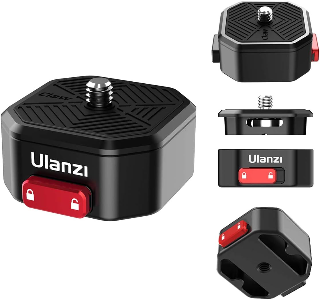 Ulanzi Claw Adaptador de montaje de cámara QR para trípode de placa de liberación rápida, kit de configuración rápida con tornillo de 6.35 mm para