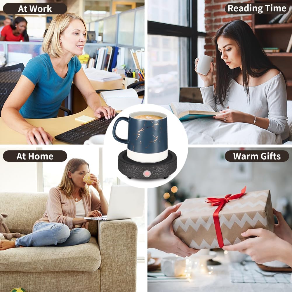 Calentador de taza de café, calentador de café eléctrico para escritorio con apagado automático, 3 ajustes de temperatura, calentador inteligente de