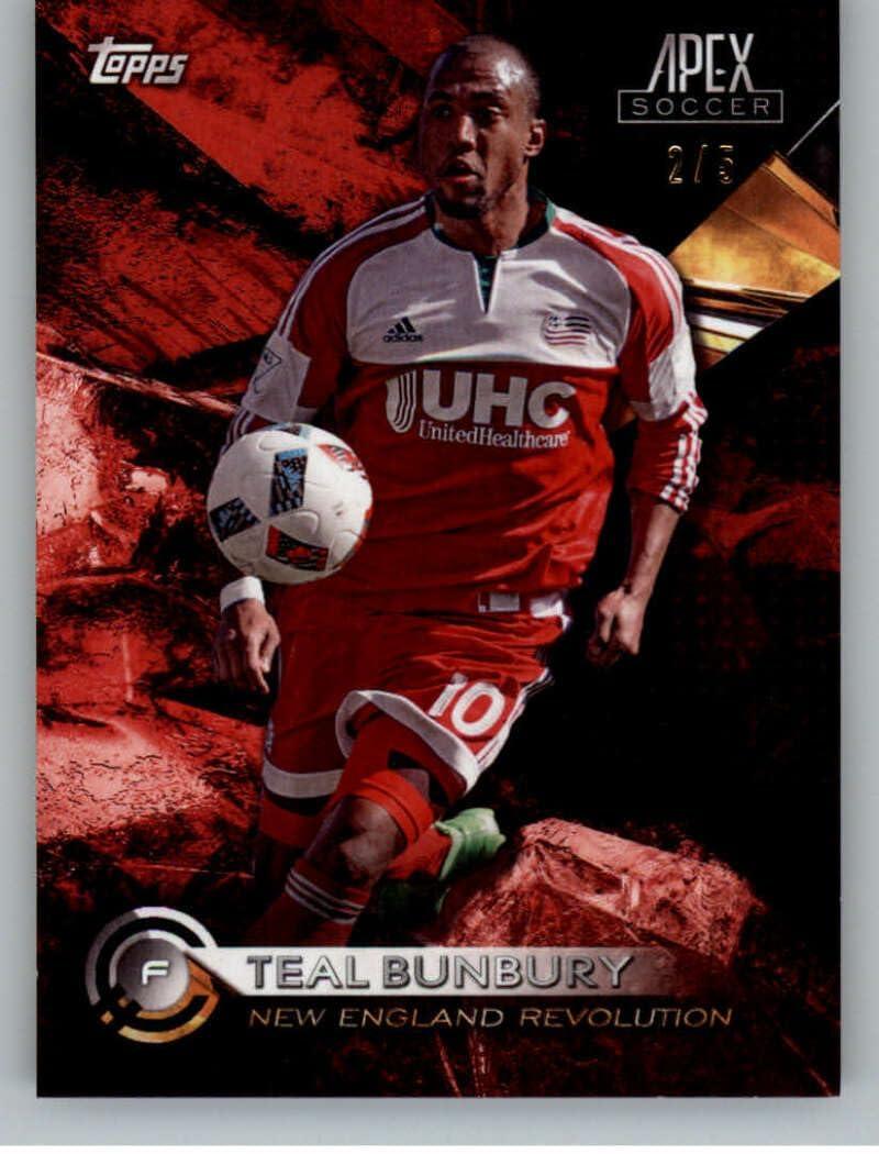 2016 Topps Apex Red #44 Teal Bunbury 025 New England Revolution Official Major League Soccer Card in Raw (NM or Better) Condition’