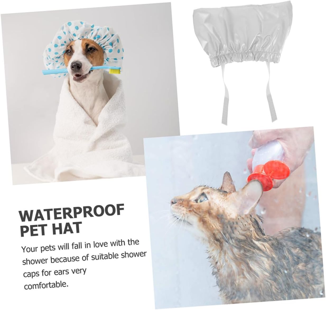 Gorro de ducha para mascotas, gorro de ducha para cachorros, gorro de baño para mascotas, gorro de ducha azul para cachorros, gorro de ducha para