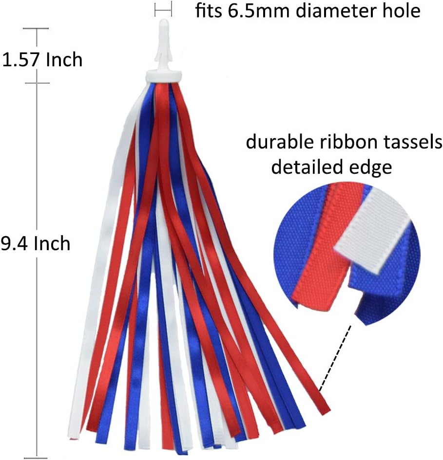 Serpentinas patrióticas de bicicleta y bandera estadounidense para manillar de bicicleta, decoración de bicicleta del 4 de julio, rojo, azul y blanco