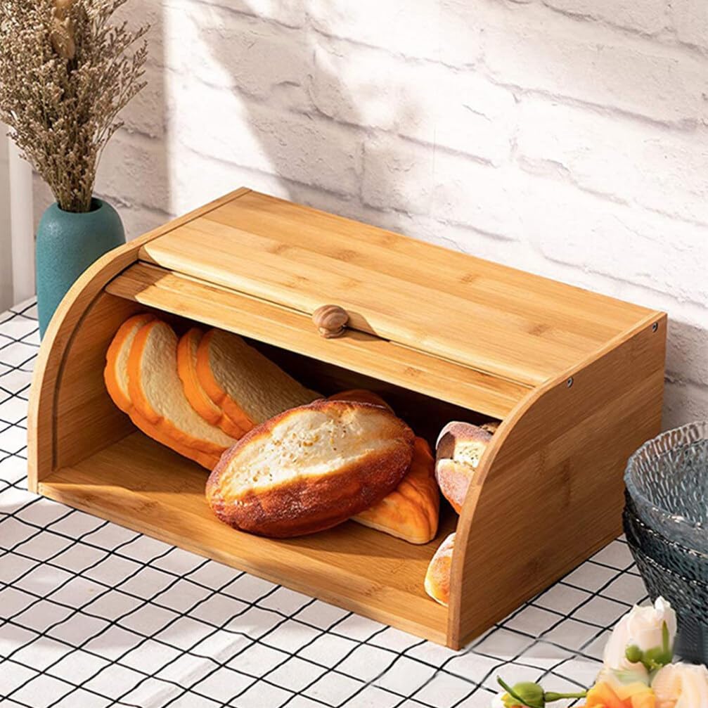 Hemoton Caja de bambú para alimentos para alimentos cajas de pan para encimera de cocina, organizador de pan, almacenamiento de pan, soportes para