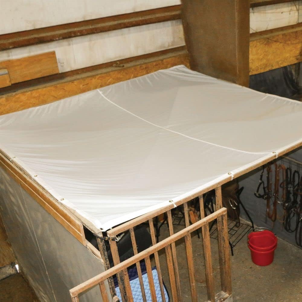 Dura-Tech Tack Room Ceiling Cover  Ultimate Horse Show Protection  Shields Tack & Clothing from Dust  White Nylon for Daylight Illumination