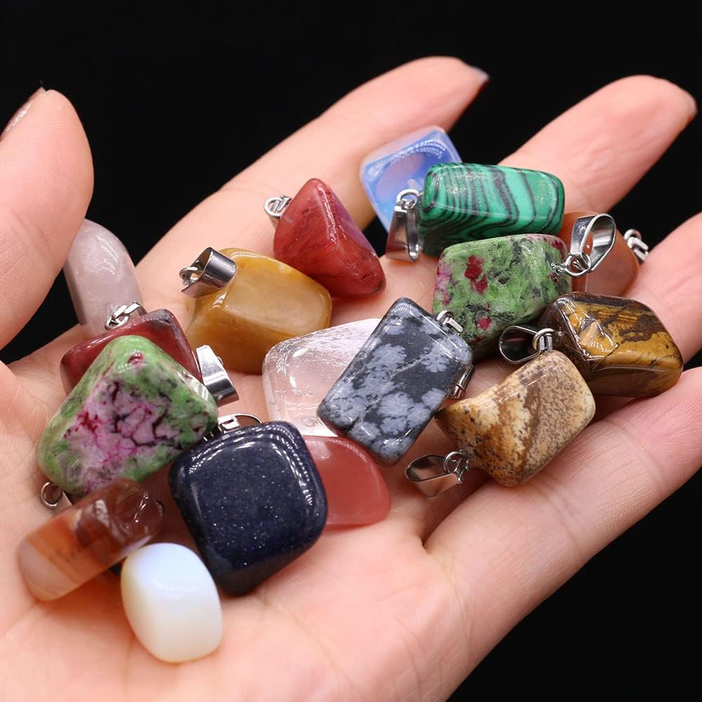 20 dijes de piedra natural irregulares al azar mezclados de ágata de cristal curativo para hacer joyas, collares, aretes, meditación, Piedra Ágata