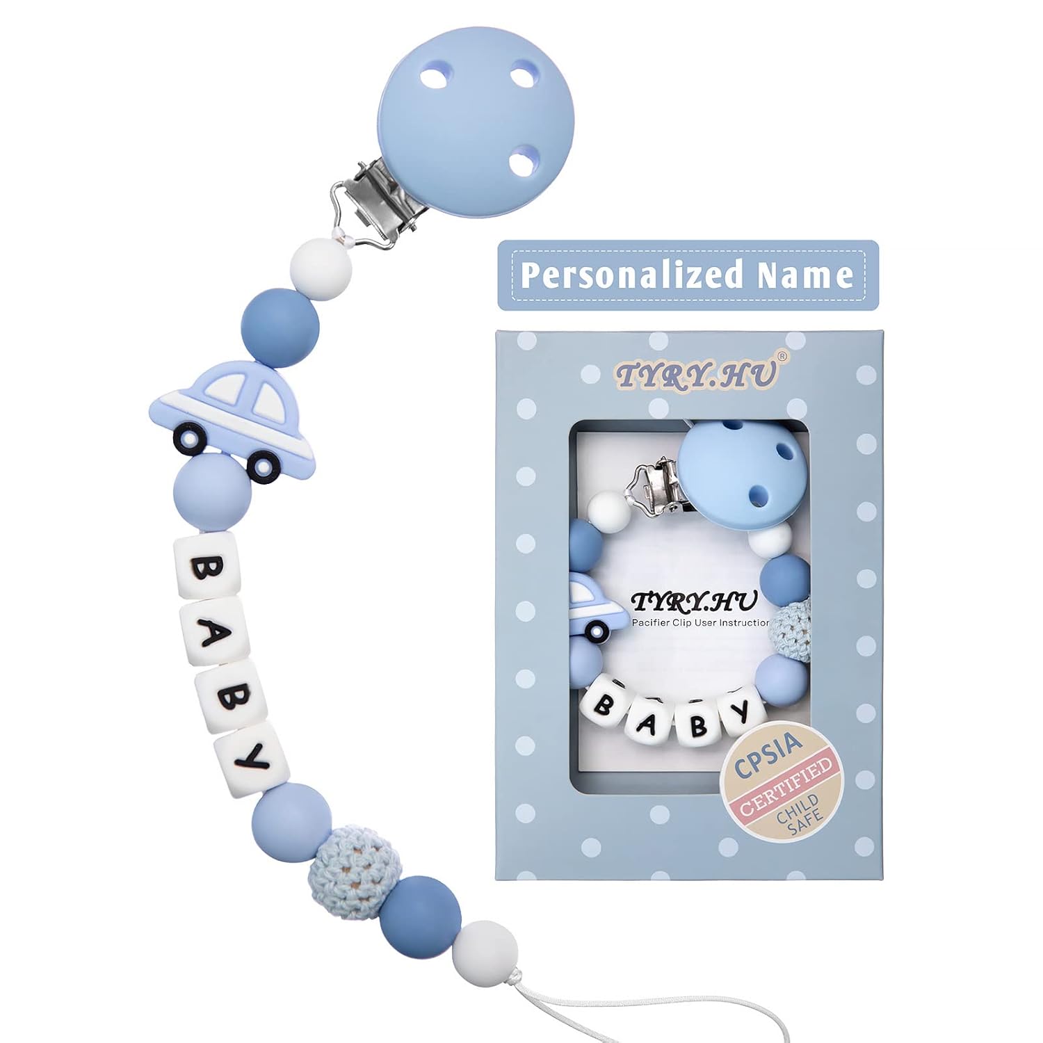 Clip para chupete personalizado con nombre para bebé, clip de chupete personalizado para todos los chupetes, regalo de cumpleaños de bebé de Navidad