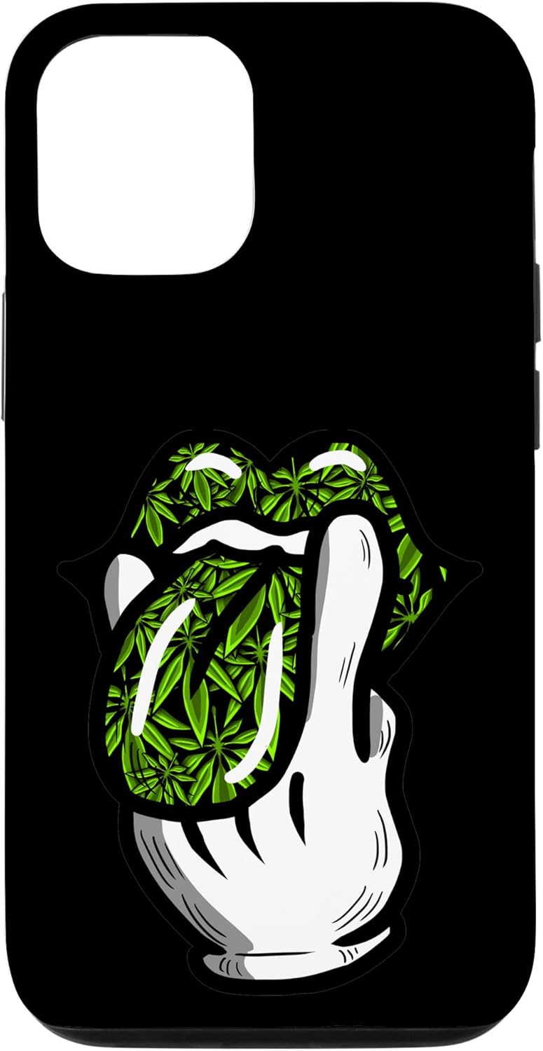 iPhone 13 Lick Smoke Weed Leaf Pattern Marihuana 420 Cannabis Pot Gift Case