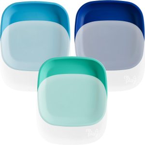 Re Play – Plato plano de 7 pulgadas con tapa de silicona, fabricado con silicona platino de grado médico, 3 platos + 3 tapas, color azul verdadero Re Play – Plato plano de 7 pulgadas con tapa de silicona, fabricado con silicona platino de grado médico, 3 platos + 3 tapas, color azul verdadero