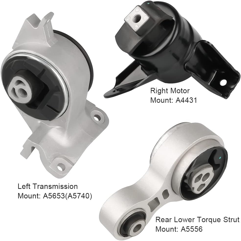 JDMON 3 piezas de repuesto para motor y transmisión para Ford Fusion Mercury Milan 2.5L Auto Trans 2010 2011 2012 compatible con A4431 A5556 A5740