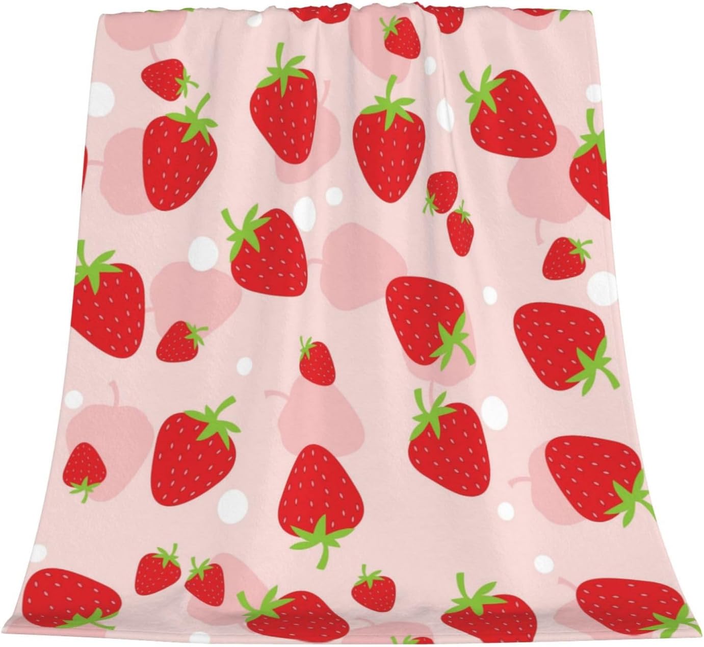 Manta de fresa para mujer, suave manta de forro polar de verano, lavable, manta ligera de viaje para sofá, cama, sillón durante todas las