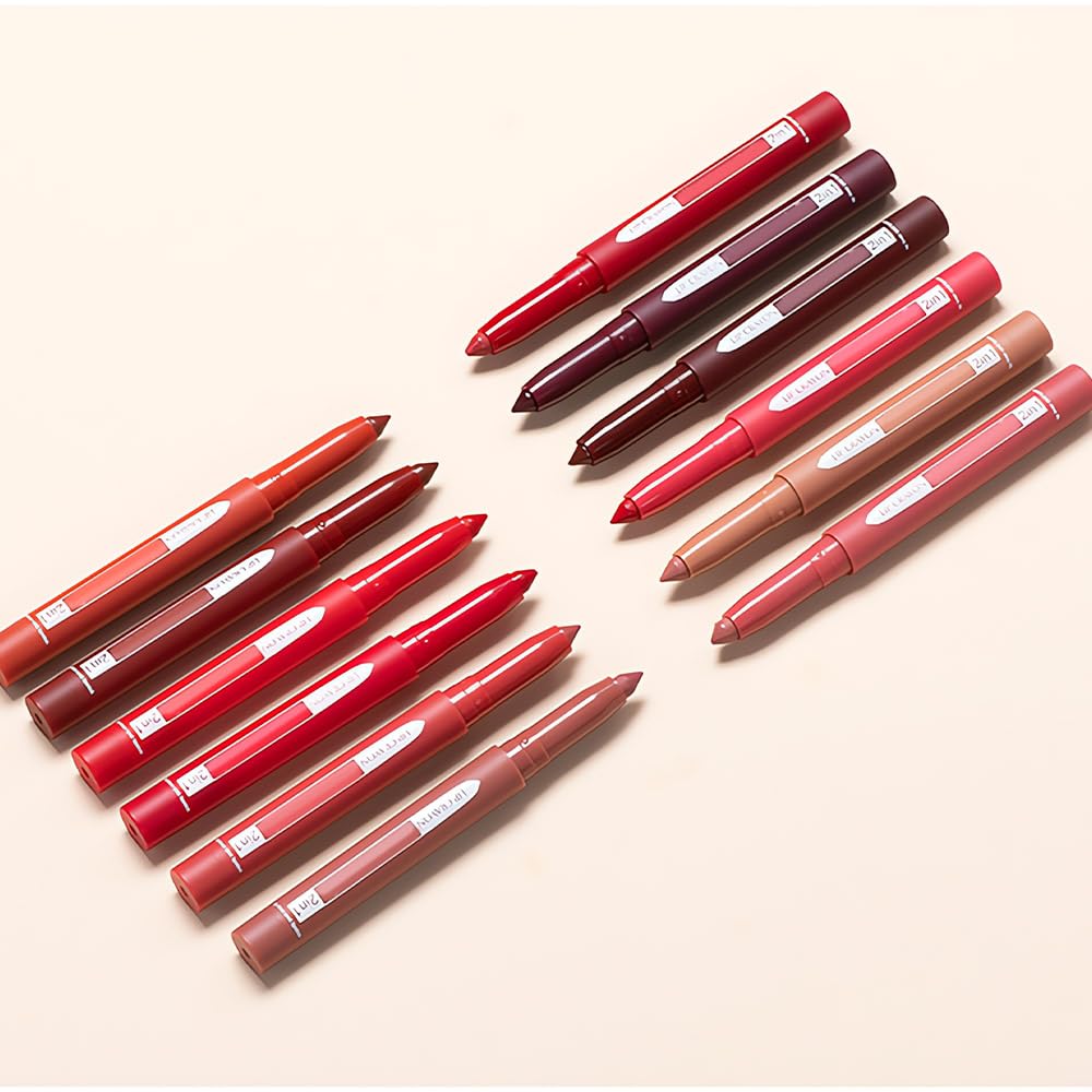 Juego de 4 lápices de labios mate, lápiz delineador de labios retráctil impermeable, delineador de labios de alta pigmentación para maquillaje