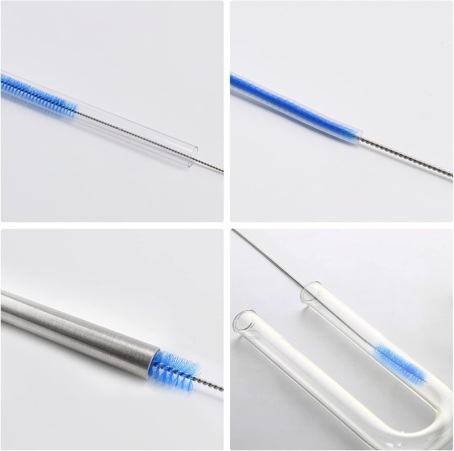 Kit de limpiador de cepillo de drenaje flexible  Cepillo de limpieza de nailon elástico de doble cabeza de 5 pies de largo + 3 cepillos de paja de