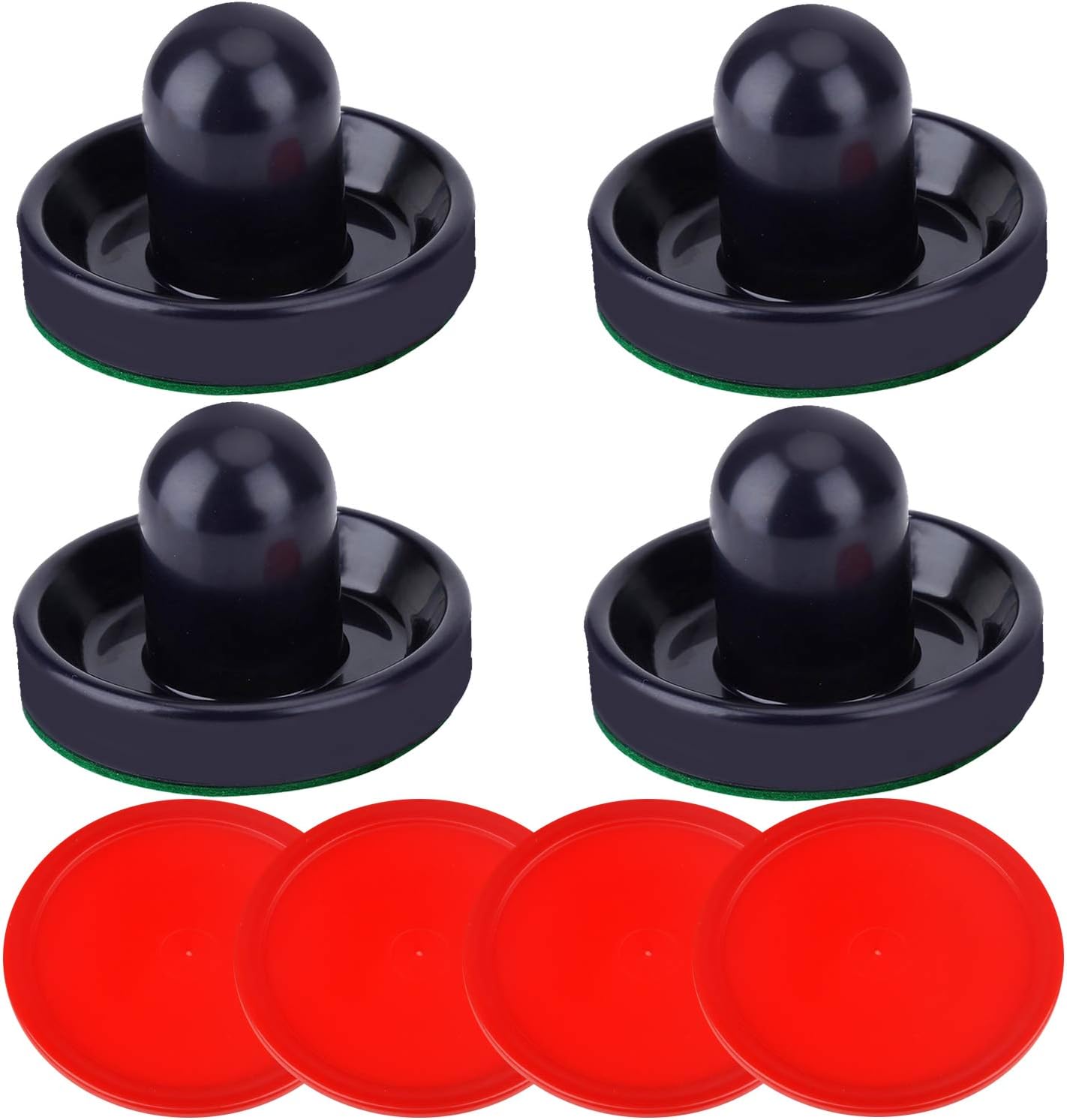 Empujadores de hockey de aire y discos de hockey de aire rojo, asas de portería, accesorios de repuesto para mesas de juego (4 Striker, paquete de 4