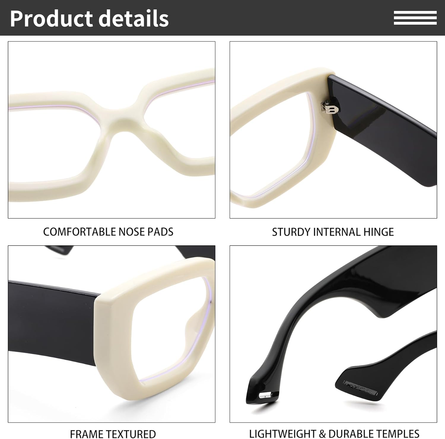 Melpomenia Gafas de luz azul de marco grueso para mujeres y hombres, anteojos cuadrados de moda para juegos de computadora con lente transparente