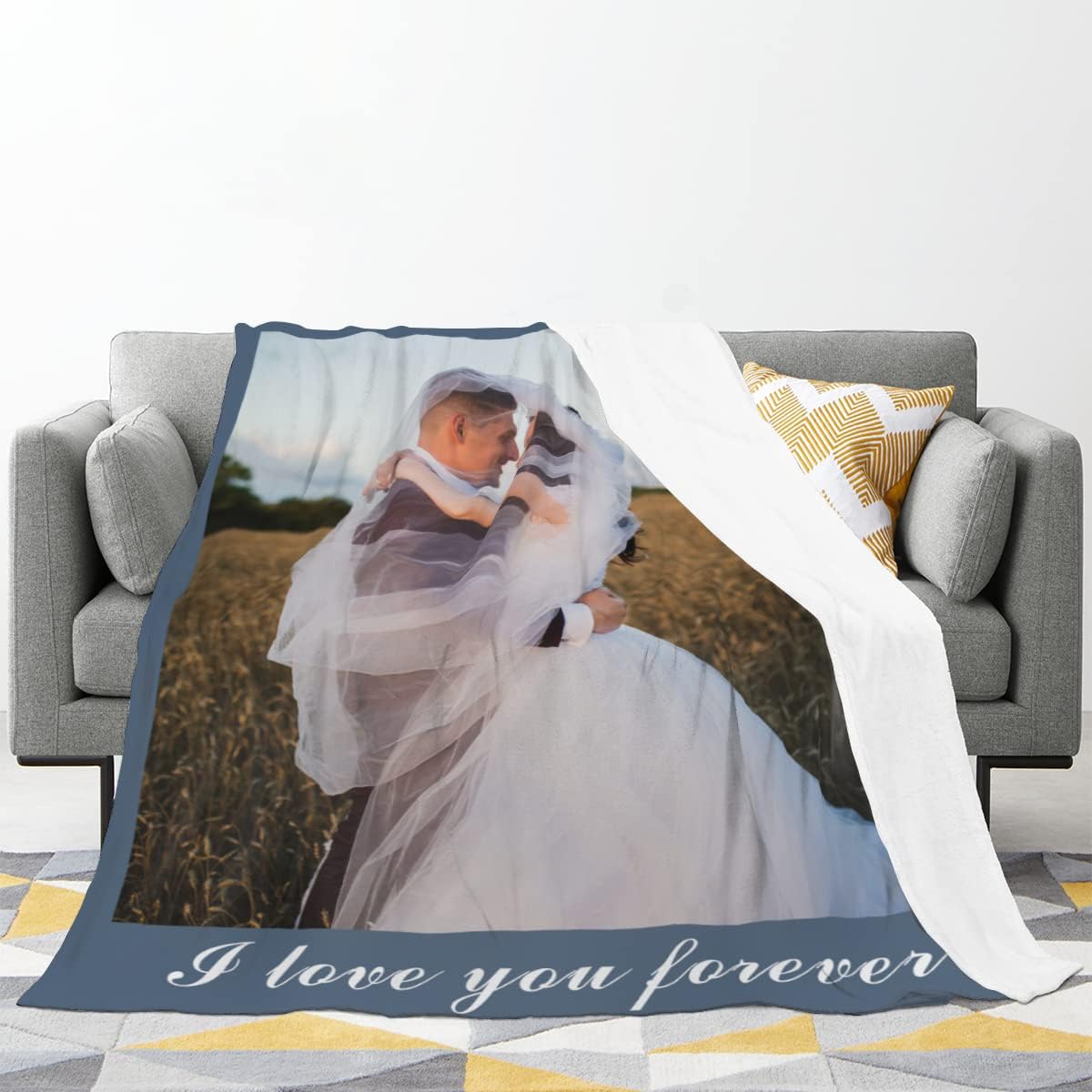 Manta personalizada con collage de texto fotográfico, mantas con imágenes personalizadas para papá, mamá, amiga, familia, Acción de Gracias,