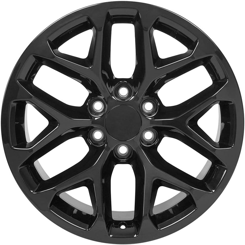 OE Wheels LLC Llanta de 20 pulgadas para Silverado Tahoe Sierra Yukon Escalade Snowflake Wheel CV98B Negro 20×9 Llanta Hollander 5668