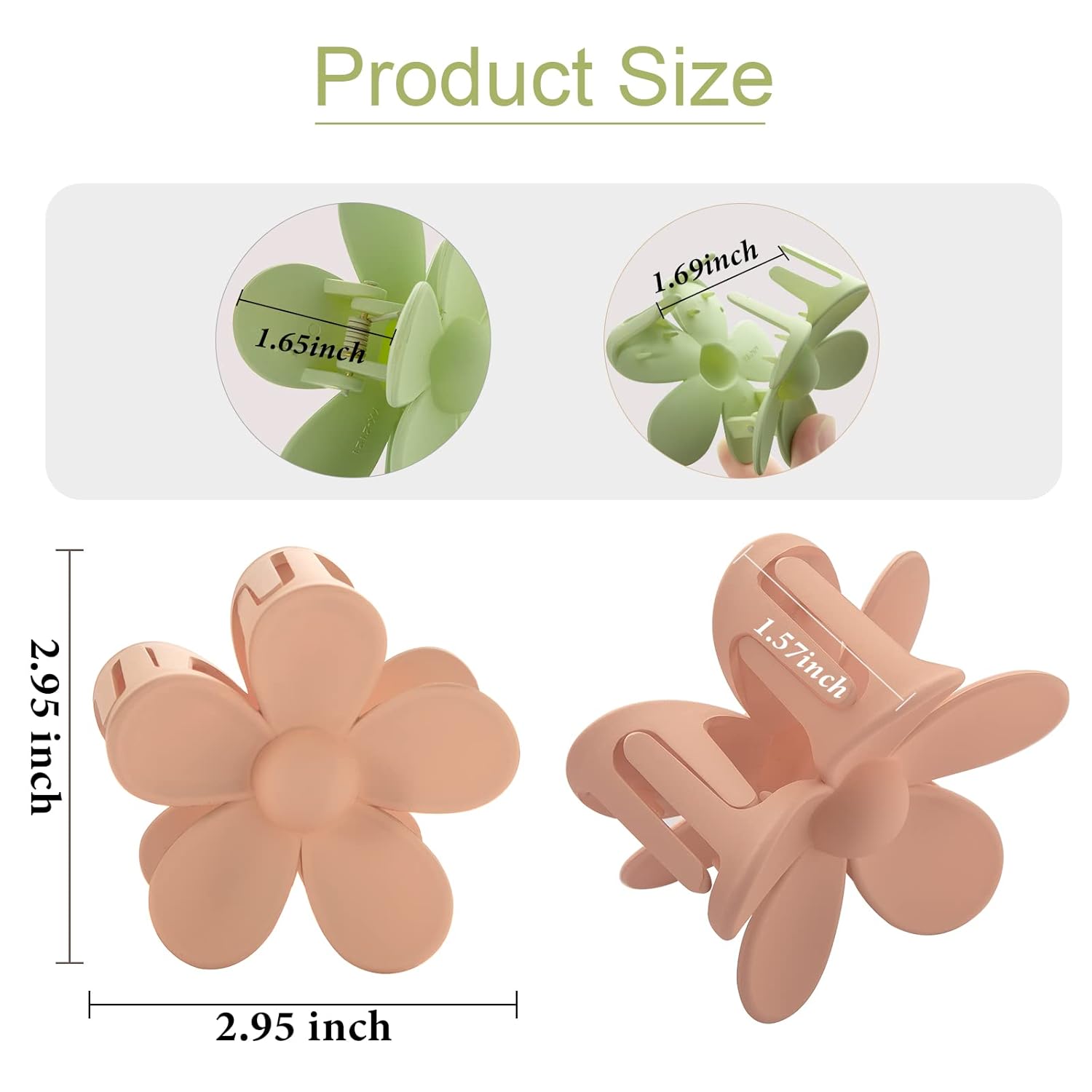 Paquete de 7 pinzas de flores, pinzas de pelo medianas para mujeres y niñas, bonitos clips de garra de margarita, pinzas de pelo mate para cabello