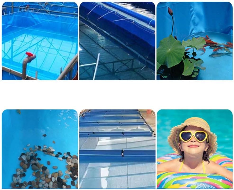 Piscina sobre el suelo, tanque de lona redonda con marco, depósito de gran capacidad, tanque de peces que se puede plegar y mover (color  azul,