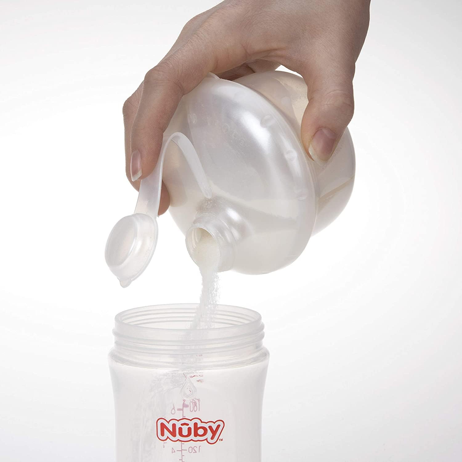 Nuby Dispensador de fórmula en polvo, 3 compartimentos, color blanco