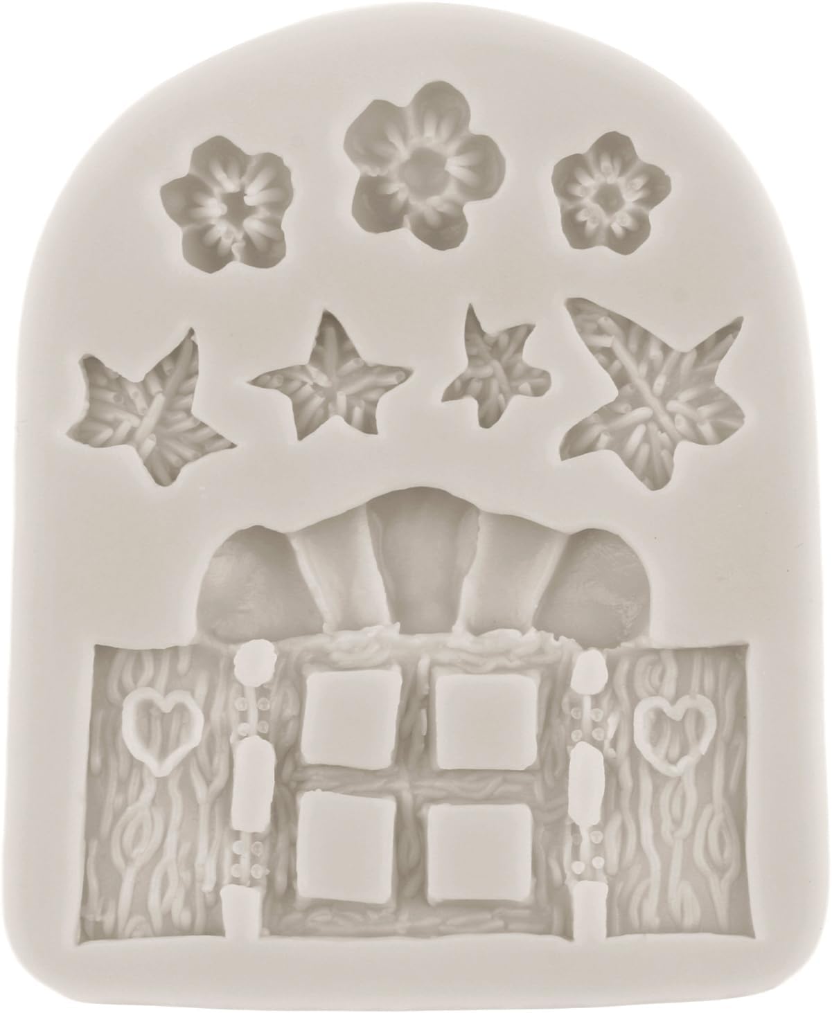 Sijiangmold Moldes de silicona encantados para jardín, hadas, gnomo, puerta de casa, ventana, molde de fondant para caracol, hongos, fondant, para