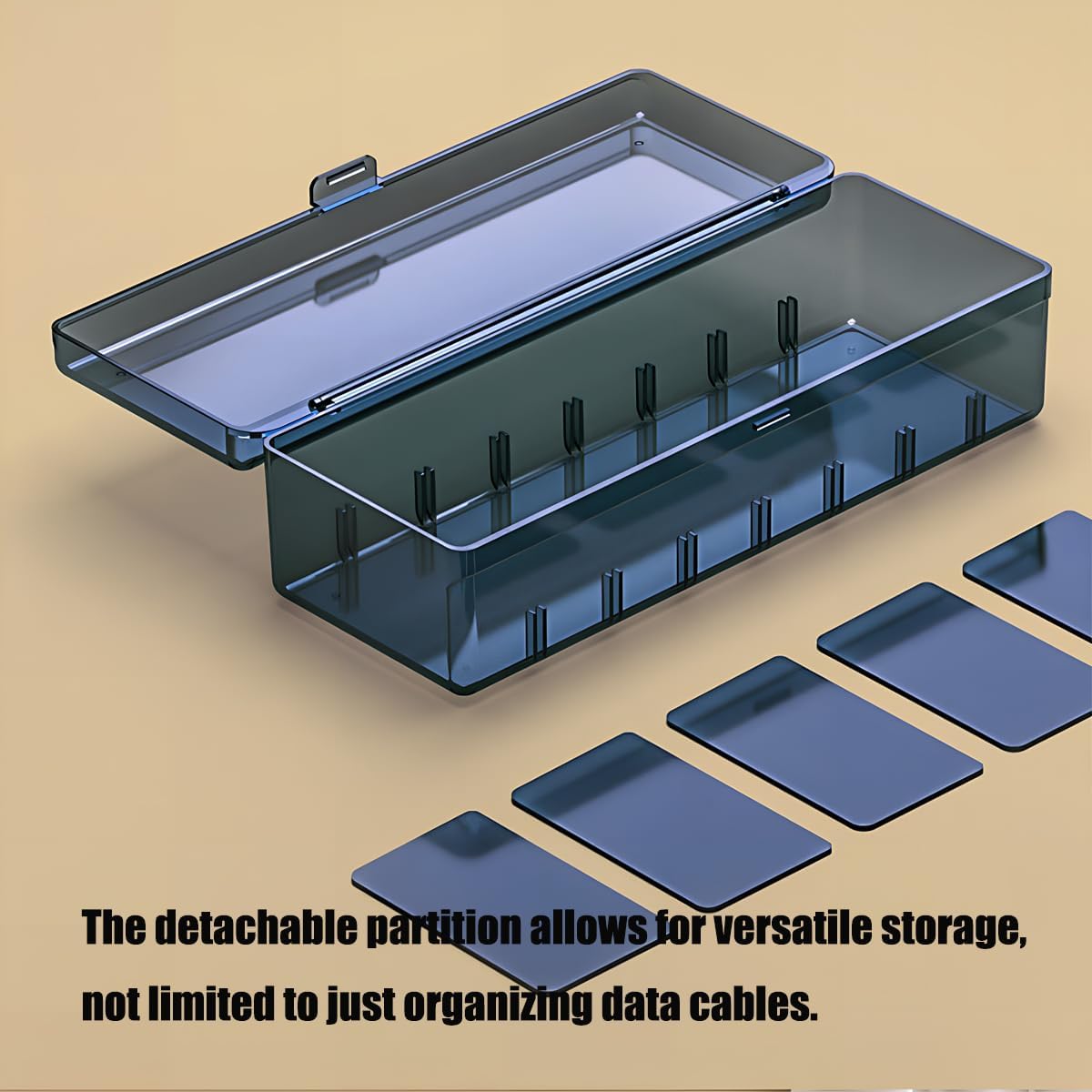 Caja organizadora de cables transparente con tapa, organizador de almacenamiento de cable de carga, caja organizadora de cables de carga,
