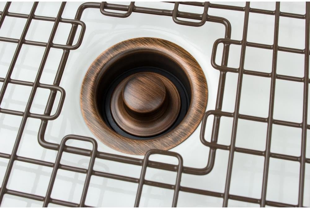 SinkSense – Desagüe de brida de eliminación de 3.5 pulgadas con tapón, cobre antiguo