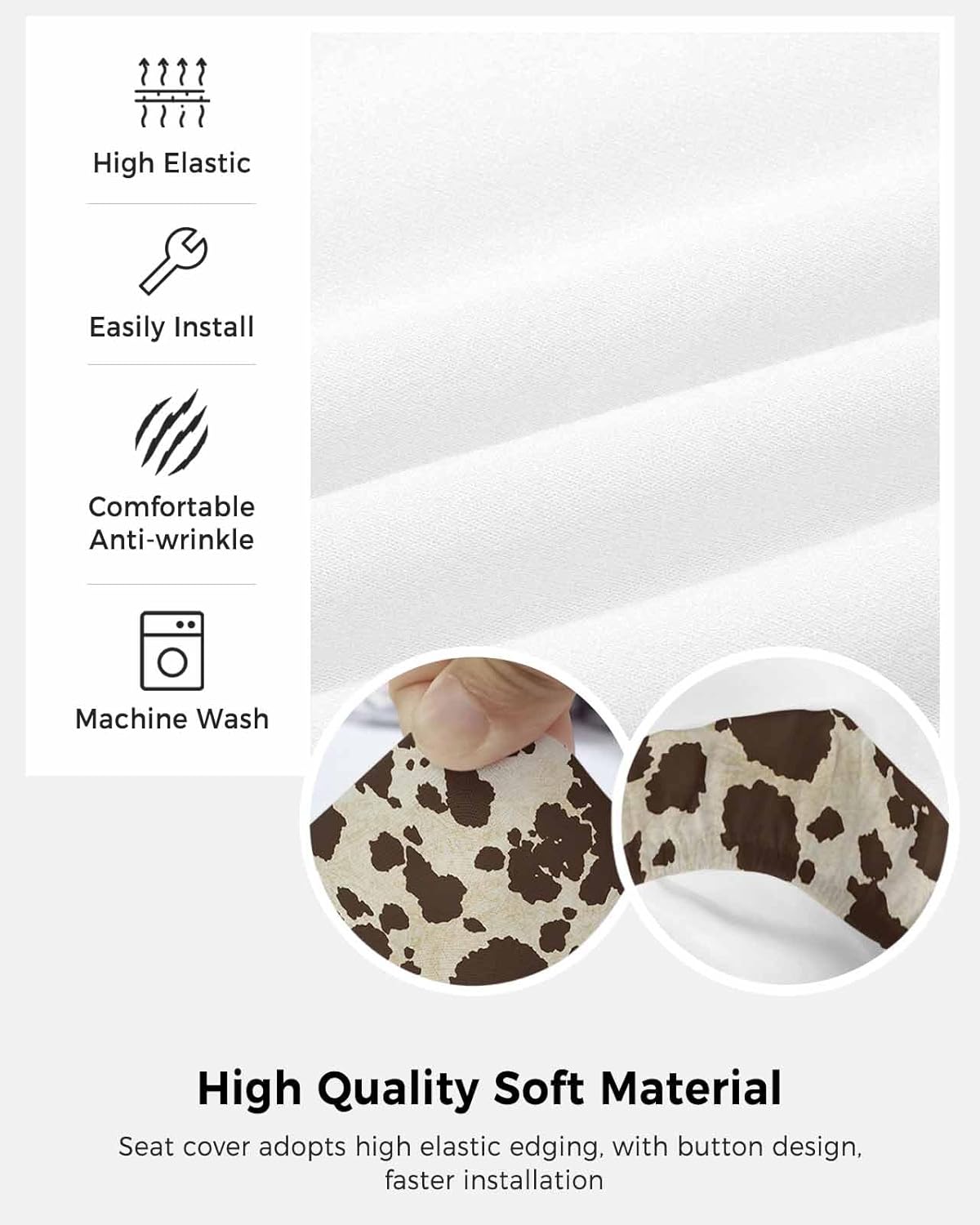 Vandarllin Funda para silla de oficina, piel de vaca marrón, elástica, universal, para computadora, escritorio, con graffie, lavable, extraíble,