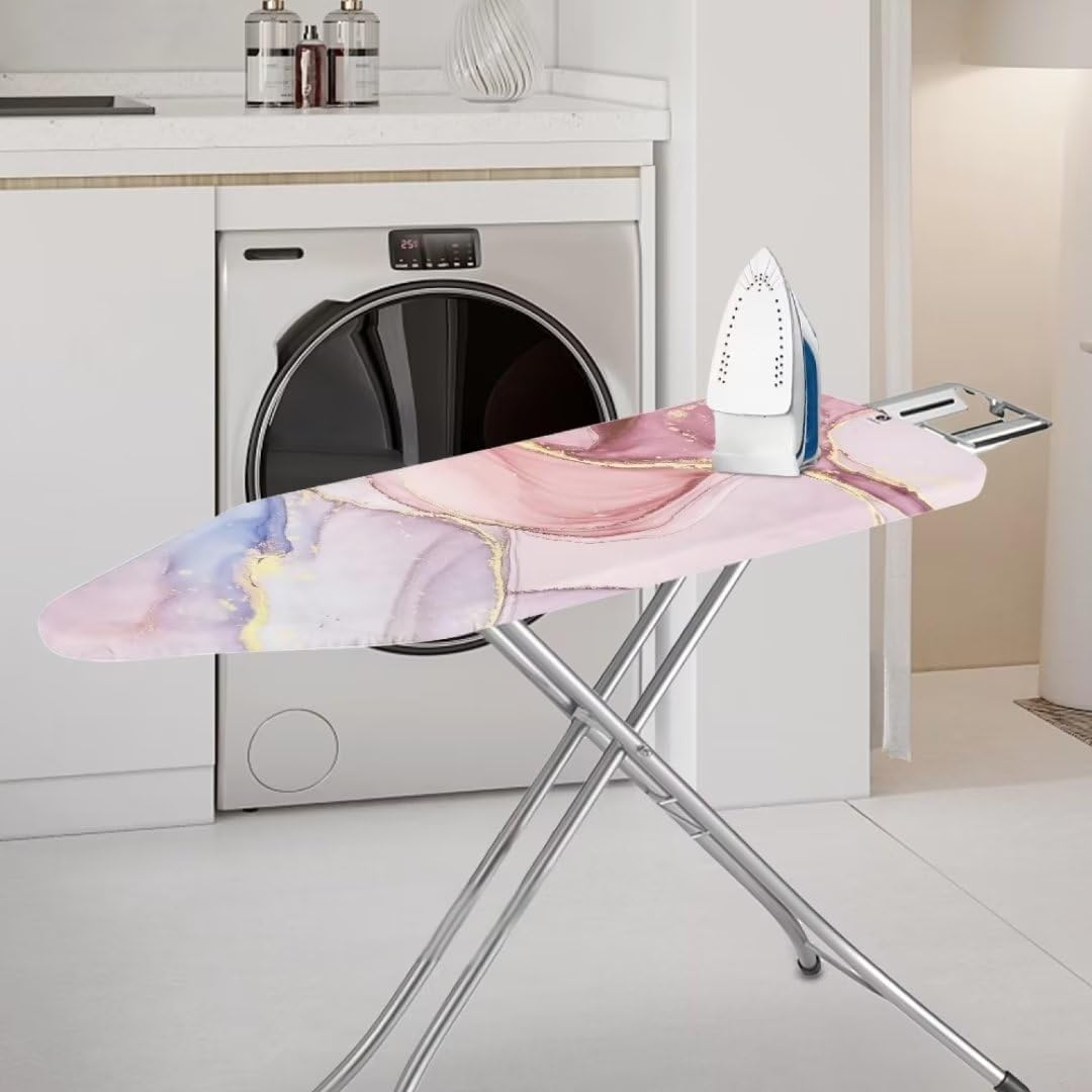 Funda para tabla de planchar de mármol rosa con gancho y bucle para mujeres y niñas, cubierta extra ancha para tabla de planchar con borde elástico,